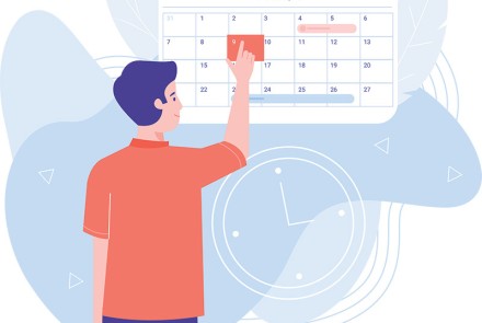 Person looking at calendar to plan next hearing care appointment