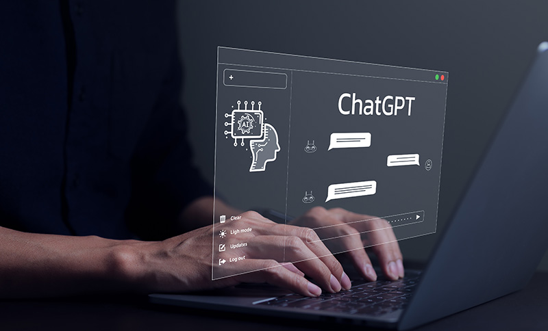 Image of a person using a laptop to perform a query on OpenAI's ChatGPT.