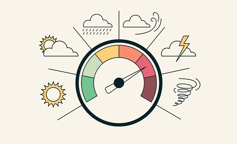 Scale showing different weather events that impact home service marketing.